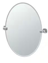 Jewel 26.5 in. x 24 in. Frameless Oval Mirror in Chrome