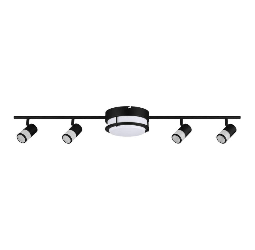Greyrock 3.44 ft. Matte Black Integrated LED Hardwired Track Lighting Kit Flush Mount Combo with 4 Fixed Track Heads