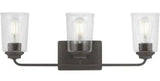 Evangeline 23 in. 3-Light Modern Bronze Farmhouse Bathroom Vanity Light with Clear Seeded Glass Shades