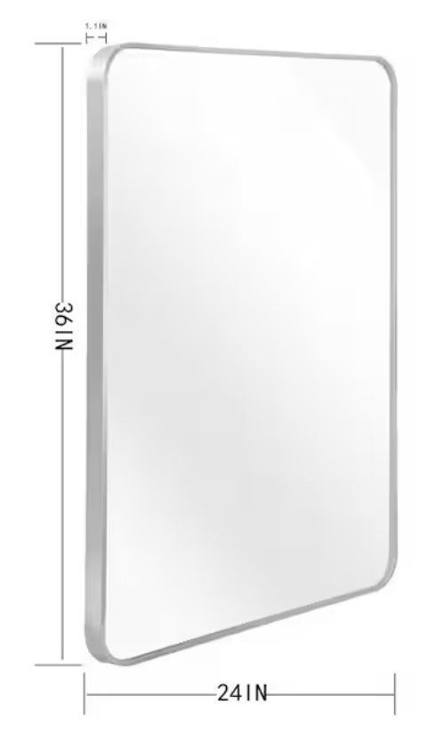 Ta. 24 in. W x 36 in. H Silver Rectangle Framed Mirror