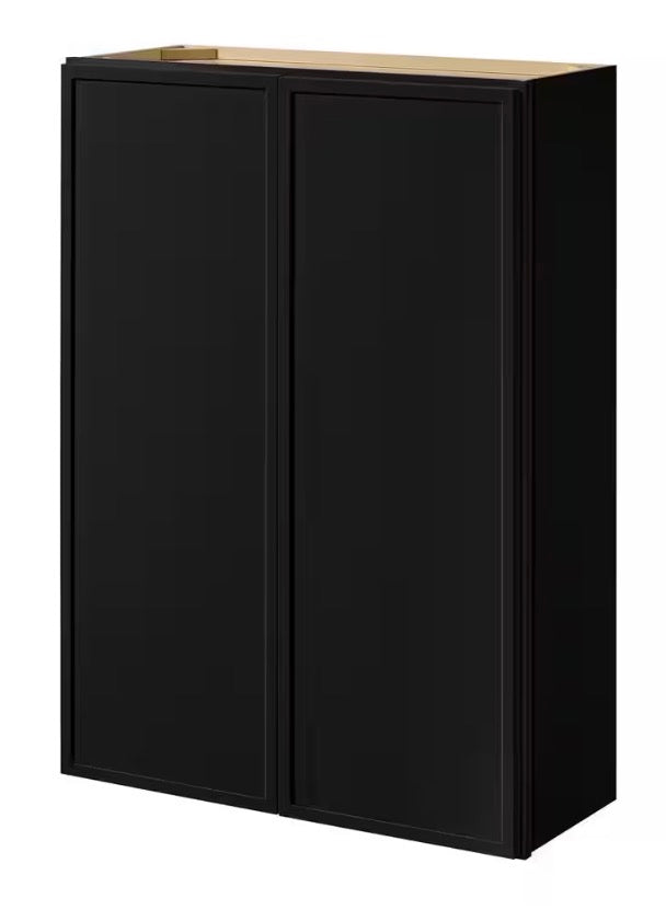 Leyton 30 in. W x 12 in. D x 42 in. H Ready to Assemble Plywood Slim Shaker Wall Kitchen Cabinet in Raven Black