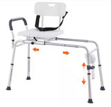 Sliding Tub Transfer Bench 14.2 in. W Freestanding Shower Bench Reversible Backrest Shower Bench in White