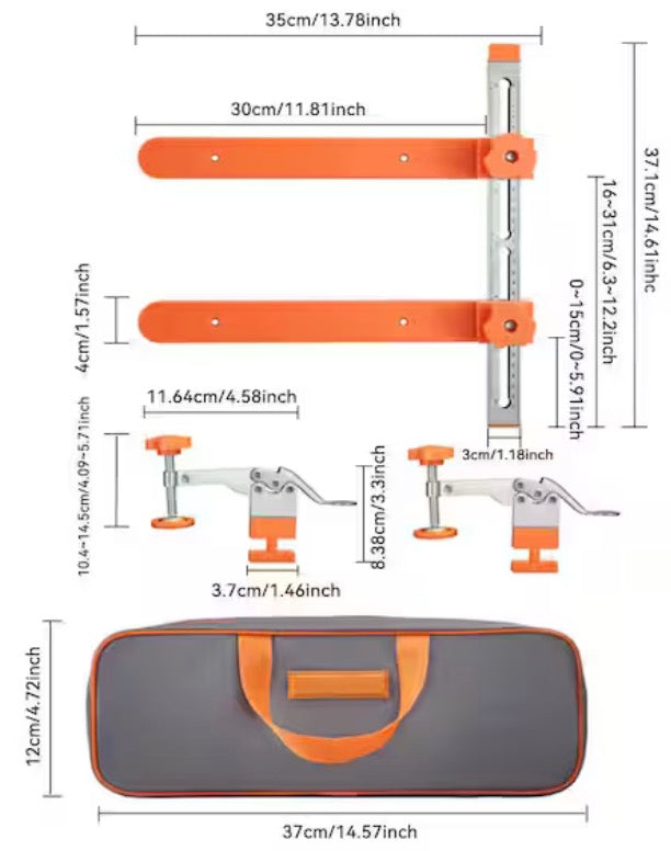 Precision Cabinet Drawer Jig Tool with Laser-Engraved Double Scale Markings for Securing Cabinet Slides
