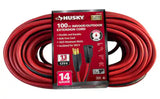 100 ft. 14/3 Medium Duty Indoor/Outdoor Extension Cord, Red/Black