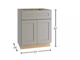 27 in. W x 24 in. D x 34.5 in. H Ready to Assemble Plywood Shaker Base Kitchen Cabinet in Dove Gray