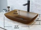 Matte Shell Sottile Amber Glass 18 in. L x 13 in. W x 4 in. H Rectangular Vessel Bathroom Sink