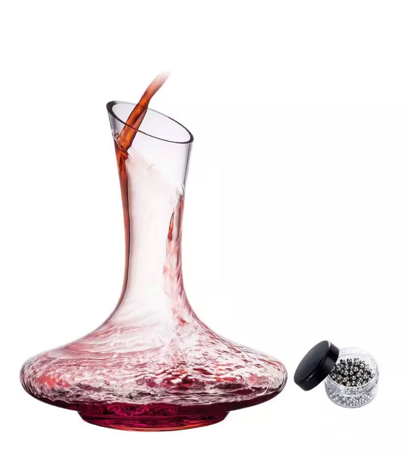 40.6 oz. 100% Hand Blown Lead-free Crystal Glass Wine Decanter Carafes with Cleaning Bead for Decanting