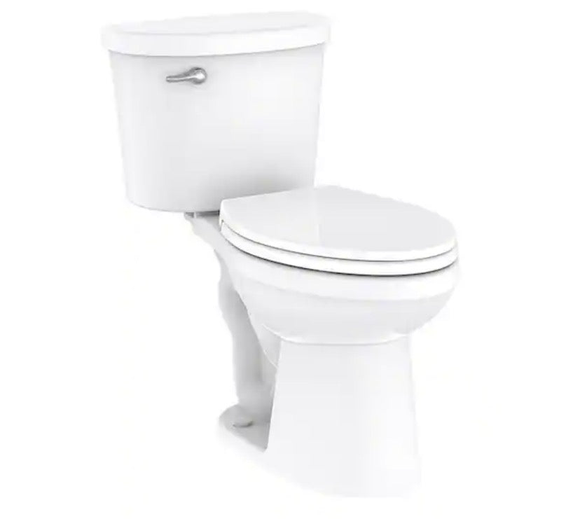 Maxwell Choice 12 in. Rough-in 2-Piece 1.28 GPF Single Flush Elongated Chair Height Toilet in White with Soft Close Seat