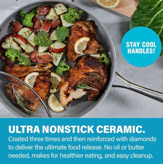 Aqua Blue 3 qt. Aluminum Ceramic Nonstick Saucepan with Glass Lid