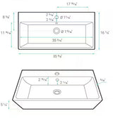 Carre 36 in. Rectangle Wall Mount Bathroom Sink in Glossy White