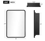 16 in. W x 24 in. H Rectangular Recessed Surface Mount Medicine Cabinet Mirror Black