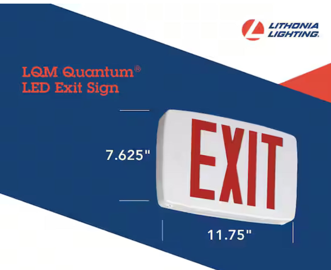 Contractor Select LQM Series 120/277-Volt Integrated LED White and Red Exit Sign W/Back Up Battery