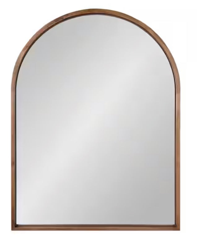 31.50 in. H x 23.50 in. W Valenti Farmhouse Arch Framed Rustic Brown Accent Wall Mirror