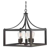 Boswell Quarter 20 in. 5-Light Distressed Black Farmhouse Pendant for Kitchen or Entryway
