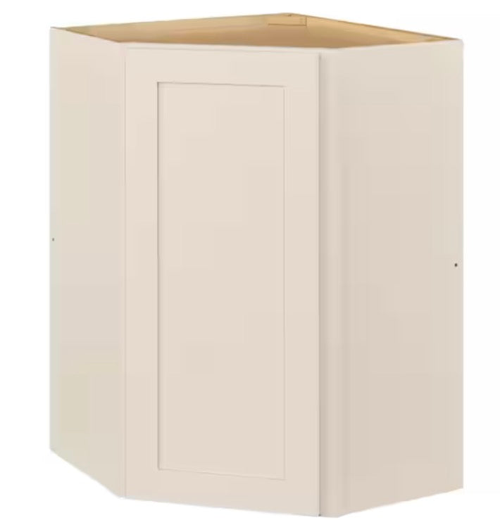 Avondale 24 in. W x 24 in. D x 36 in H Ready to Assemble Plywood Shaker Diagonal Corner Kitchen Cabinet in Antique White