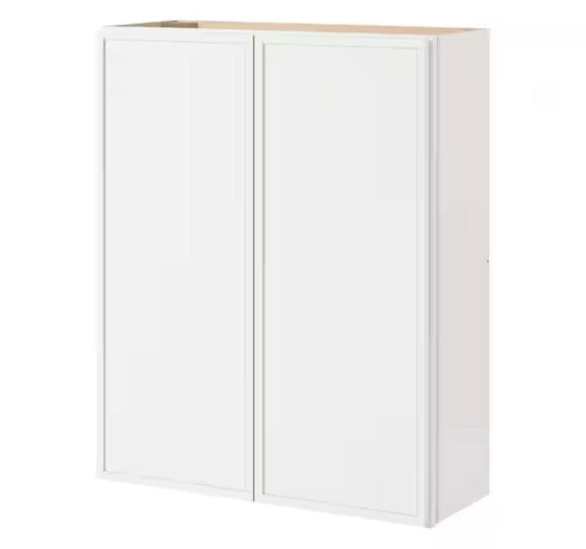 Leyton 33 in. W x 12 in. D x 42 in. H Ready to Assemble Plywood Shaker Wall Kitchen Cabinet in Alpine White