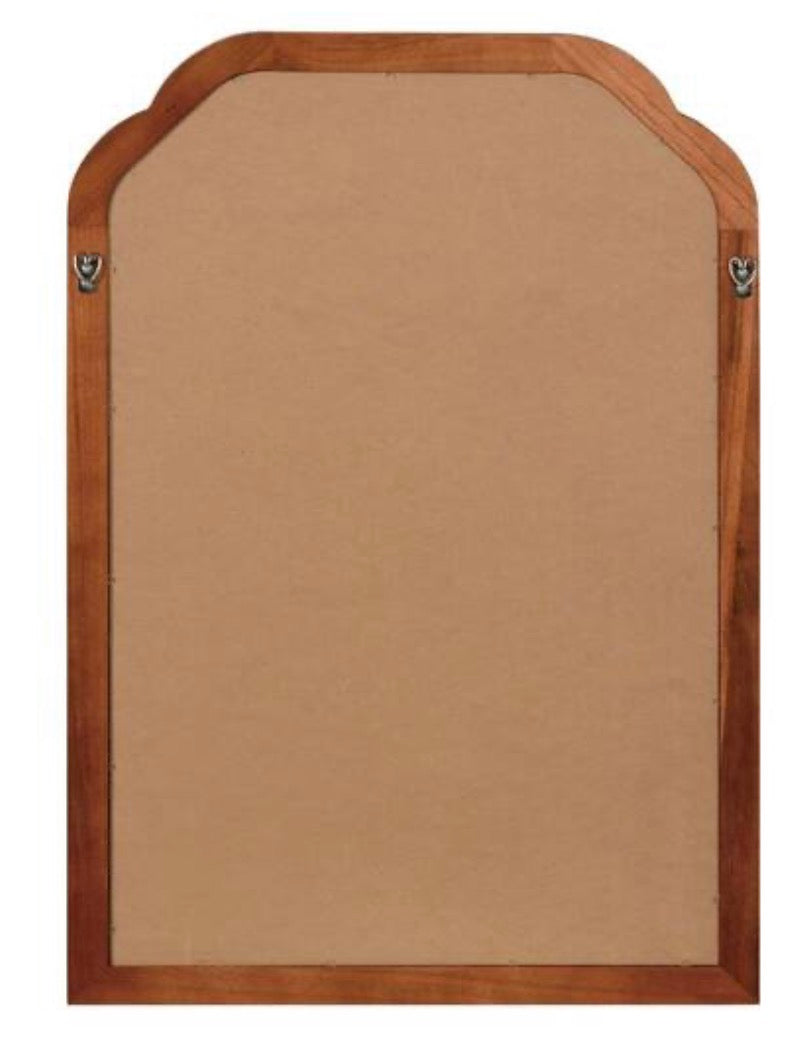 Yellow Brown 20 in. W x 30 in. H Rectangle Solid Wood Frame Mirror with Rounded Corners for Bathroom Living Room Decor