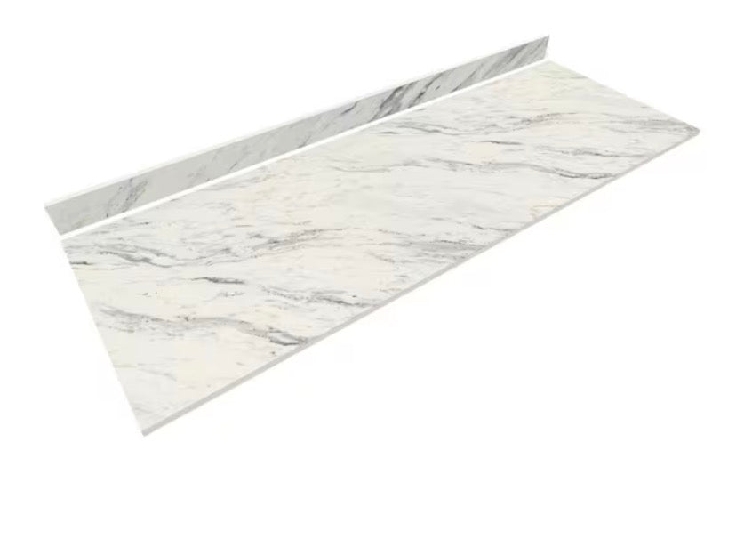 6 ft. L x 25 in. D Engineered Composite Countertop in Calcutta Blanc with Satin Finish