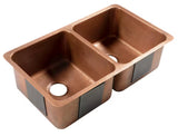 Rivera 32 in. Undermount Double Bowl 16 Gauge Antique Copper Kitchen Sink