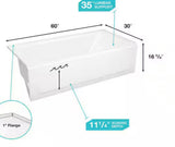 Maui 60 in. x 30 in. Alcove Soaking Bathtub with Left Drain in White