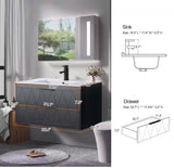 36 in. W x 18.1 in. D x 18.1 in. H Single Sink Floating Black Bath Vanity with White Integrated Composite Resin Top