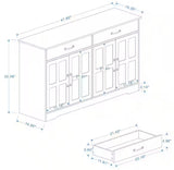 47.95inx15.35inx32.09in MDF Ready to Assemble Kitchen Cabinet in White with 2 Drawers and 4 Field Cabinet Door