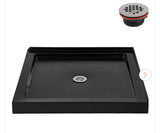 36 in. L x 36 in. W Corner Acrylic Shower Pan Base in Glossy Black with Center Drain, Drain Included