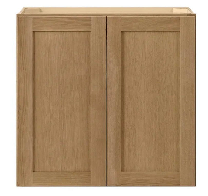 Avondale 30 in. W x 12 in. D x 30 in. H Ready to Assemble Plywood Shaker Wall Kitchen Cabinet in White Oak