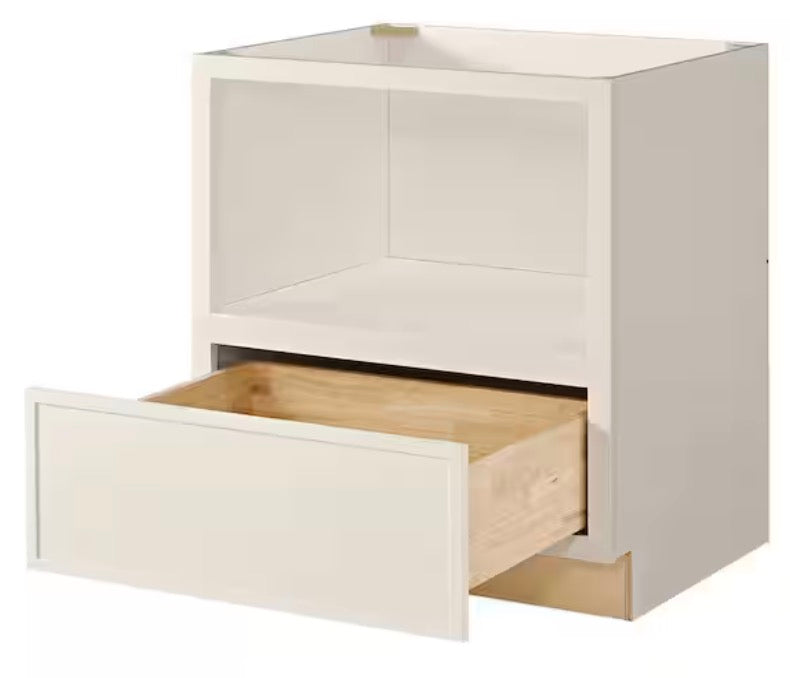 Leyton 30 in. W x 24 in. D x 34.5 in. H Ready to Assemble Plywood Slim Shaker Microwave Base Cabinet in Antique White