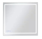 White 40 in. W x 40 in. H LED Lighted Square Bathroom Vanity Wall Mirror Metal Framed Mirror
