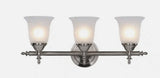 Olgelthorpe 22 in. 3-Light Brushed Nickel Bathroom Vanity Light Fixture with Bell Shaped Frosted Glass Shades