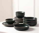 Lauren 32-Piece Dark Green Stoneware Full Set (Service for 8)