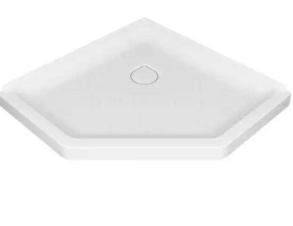 Ovation Curve 38 in. L x 38 in. W Corner Shower Pan Base with Center Drain in Arctic White