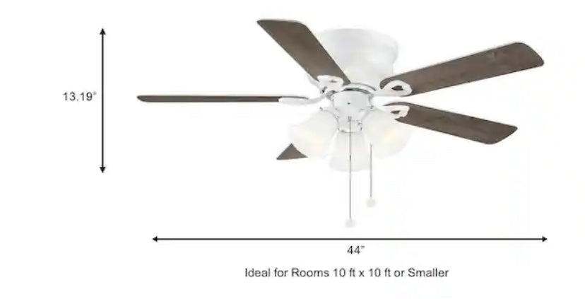 Clarkston II 44 in. LED Indoor White Ceiling Fan with Light Kit