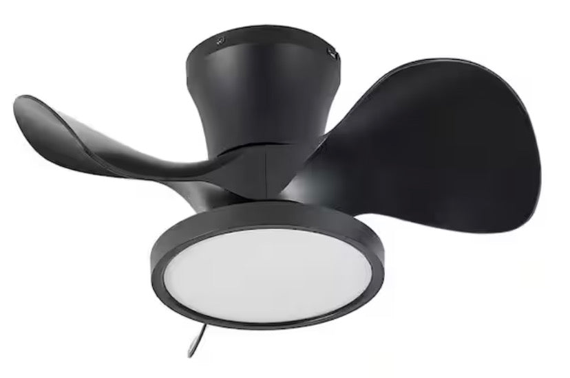 22 in. LED Indoor Black Small Ceiling Fan with Light and Remote and Reversible DC Motor 3 Blades