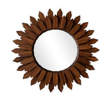 Dark Brown 20 in. W x 20 in. H Sunburst Wood Framed Vanity Mirror Wall Mirror