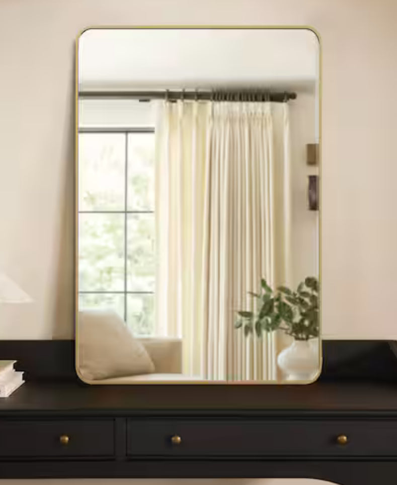 20 in. W x 30 in. H Gold Vanity Rectangle Wall Mirror Aluminum Alloy Frame Bathroom Mirror