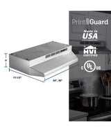 RL6200 Series 30-Inch Ductless Under-Cabinet Range Hood, Stainless Steel Finish