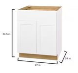 Avondale Shaker Alpine White Quick Assemble Plywood 27 in. Base Kitchen Cabinet (27 in. W x 24 in. D x 34.5 in. H