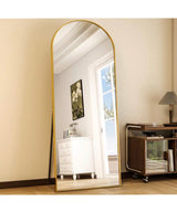 26 in. W x 71 in. H Arched Gold Aluminum Alloy Framed Full Length Mirror Standing Floor Mirror