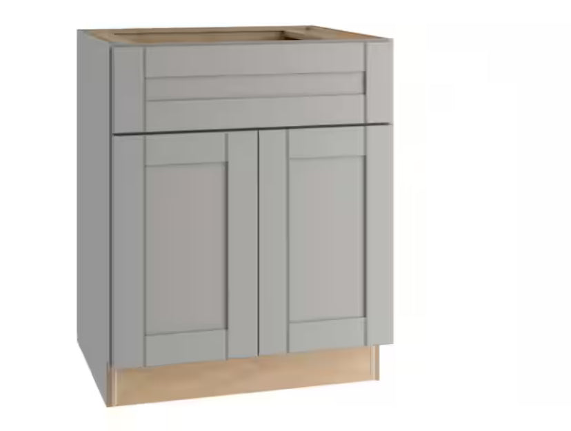 Richmond Vesuvius Gray Shaker Stock Ready to Assemble Base Kitchen Cabinet with 2 doors (24 in.x34.5 in. x24 in.)