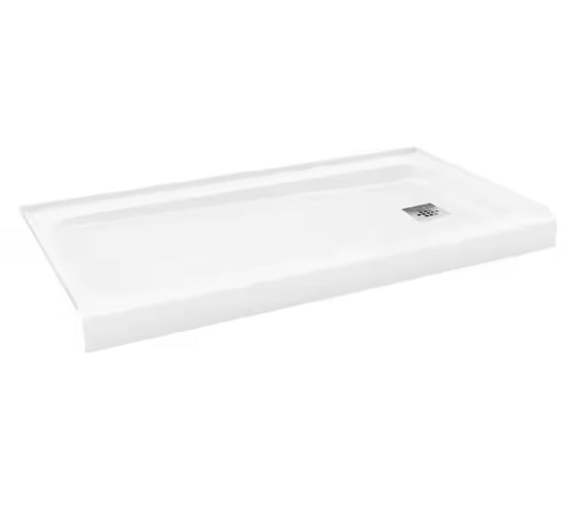ShowerCast 60 in. x 30 in. Single Threshold Shower Pan in White