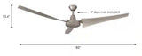 Industrial 60 in. Indoor/Outdoor Brushed Steel Ceiling Fan with Wall Control, Downrod and Powerful Reversible Motor (Copy)