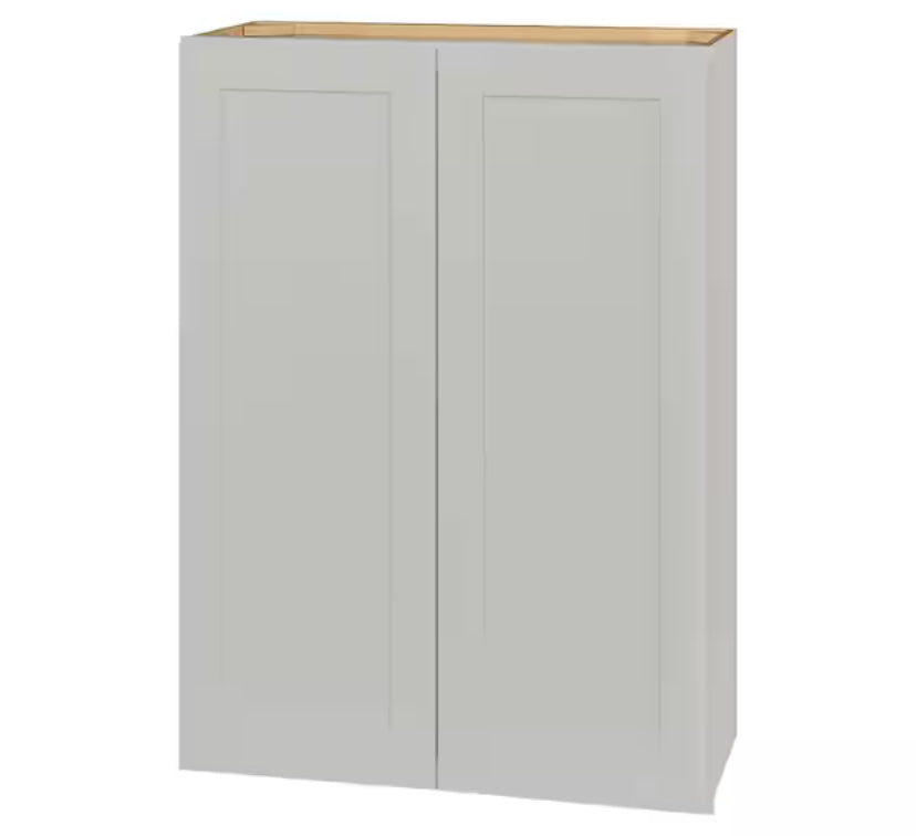 Avondale Shaker Dove Gray Quick Assemble Plywood 30 in Wall Cabinet (30 in W x 42 in H x 12 in D)