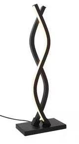 Wave 18 in. Black Modern Dimmable Integrated LED Table Lamp for Living Room