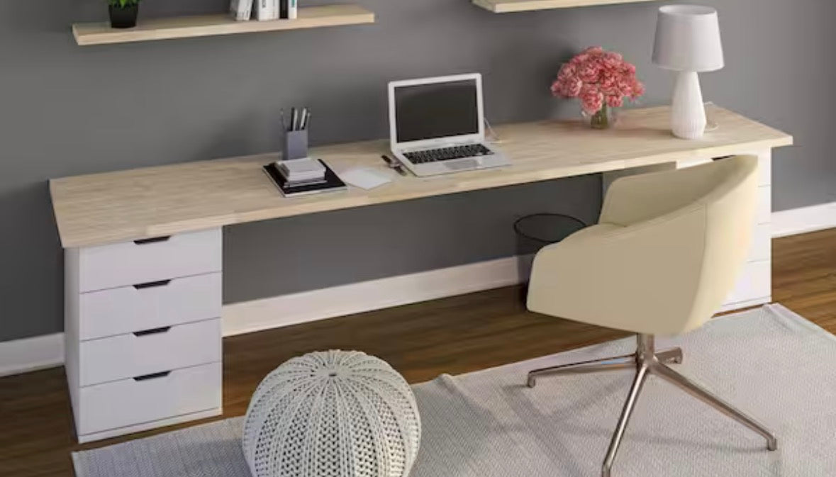 5 ft. L x 30 in. D Unfinished Hevea Solid Wood Butcher Block Desktop Countertop with Square Edge