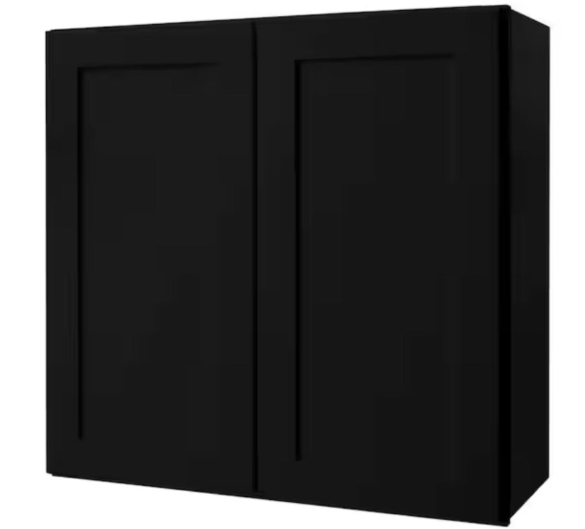 Avondale 30 in. W x 12 in. D x 30 in. H Ready to Assemble Plywood Shaker Wall Kitchen Cabinet in Raven Black