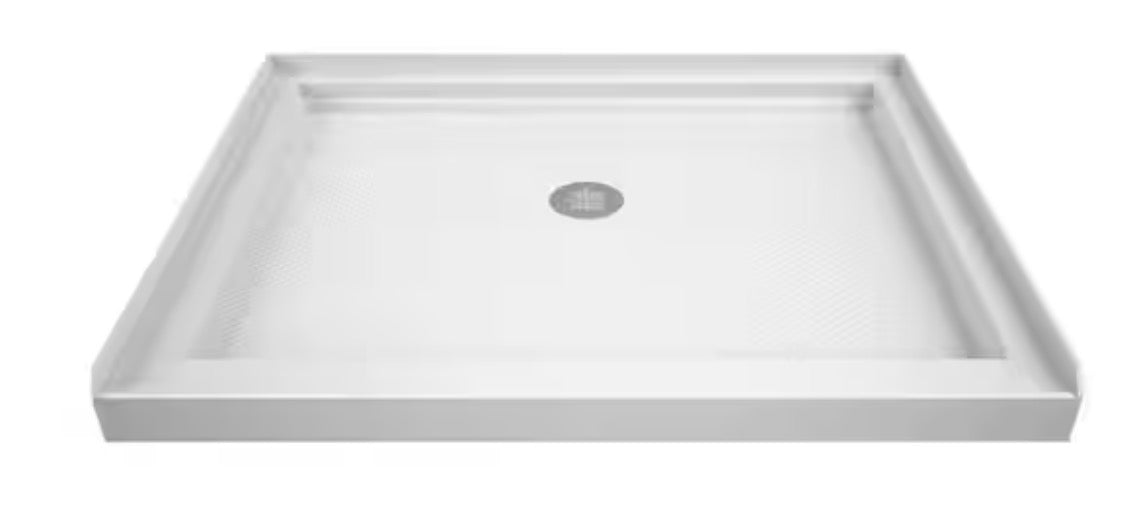SlimLine 32 in. x 32 in. Single Threshold Alcove Shower Pan Base in White with Center Drain