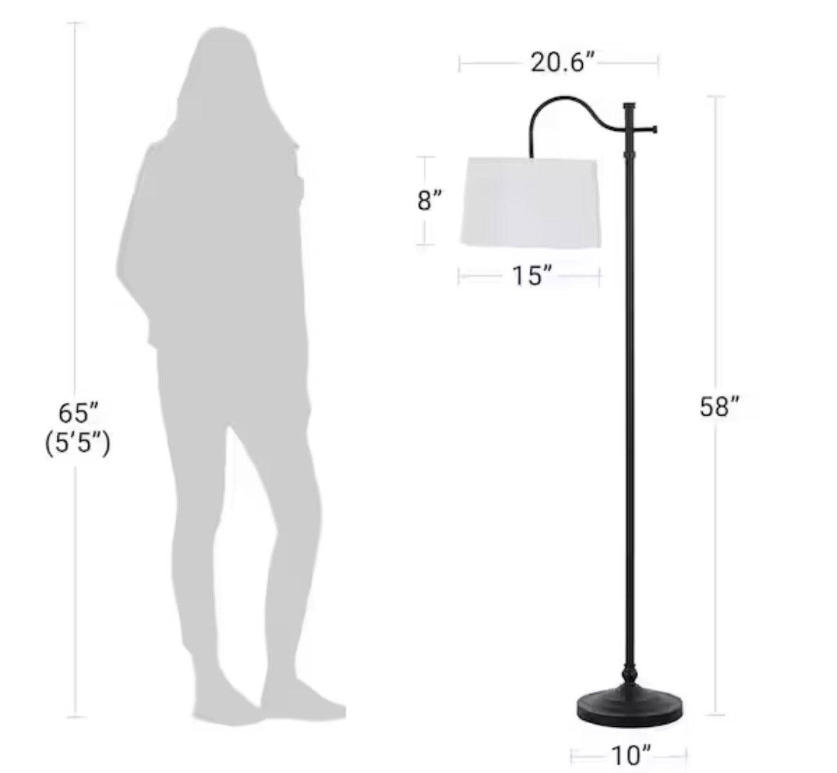 Carver 58 in. Black Downbridge Floor Lamp