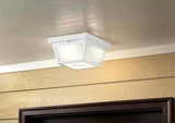 360° Square 4-Light White Motion Sensing Outdoor Flush Mount